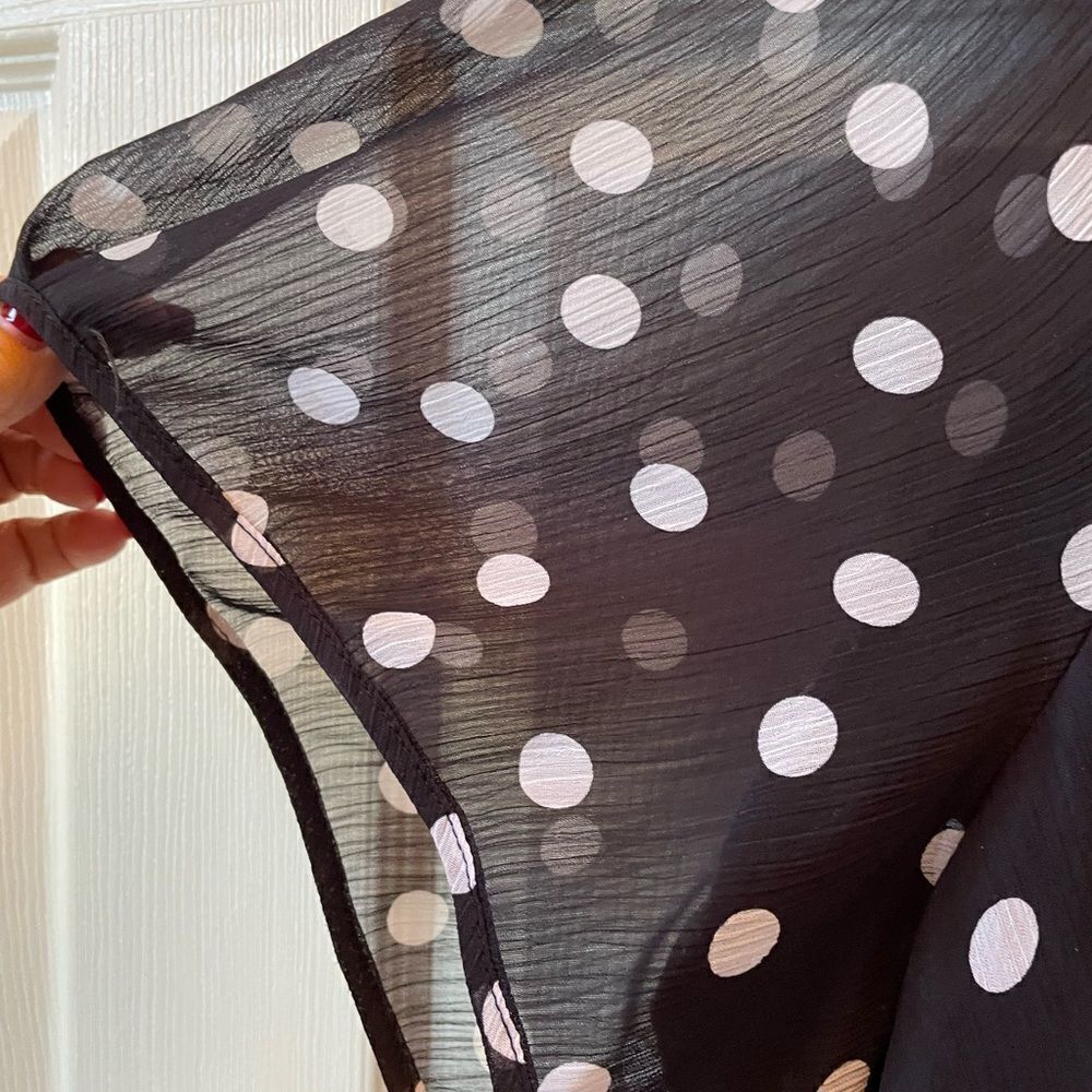 BLACK AND WHITE POLKA DOT SHORT DILMAN SLEEVE CREPE DRESS FULLY LINED SIZE 22W - Picture 4 of 6